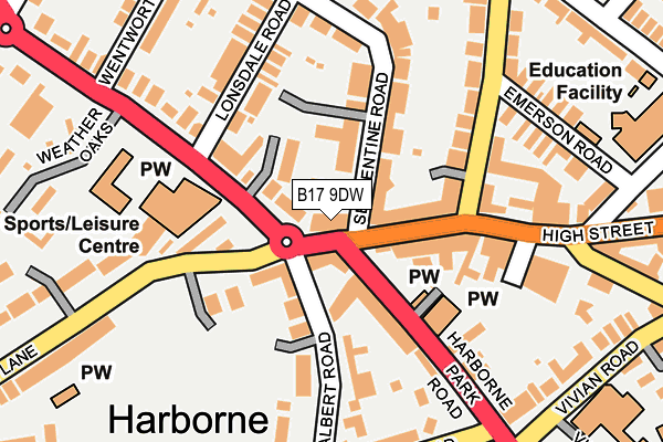 B17 9DW map - OS OpenMap – Local (Ordnance Survey)