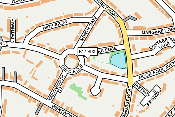 B17 9DX map - OS OpenMap – Local (Ordnance Survey)