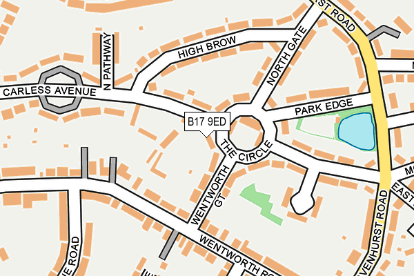 B17 9ED map - OS OpenMap – Local (Ordnance Survey)