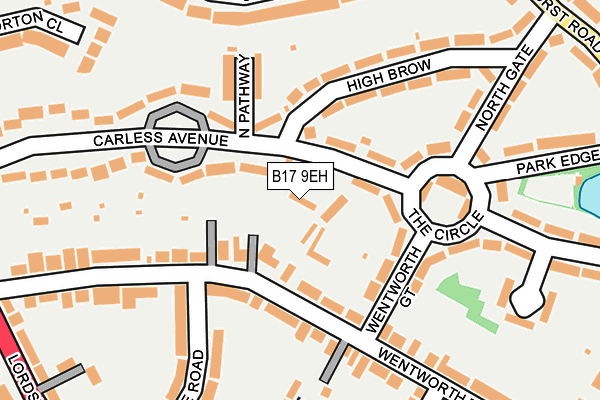 B17 9EH map - OS OpenMap – Local (Ordnance Survey)