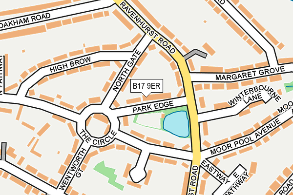 B17 9ER map - OS OpenMap – Local (Ordnance Survey)