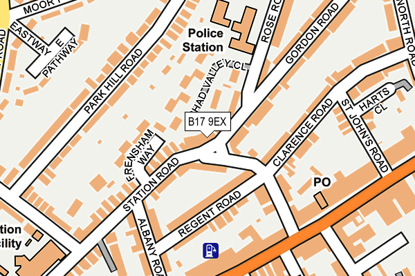 B17 9EX map - OS OpenMap – Local (Ordnance Survey)