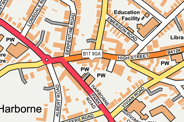 B17 9GA map - OS OpenMap – Local (Ordnance Survey)