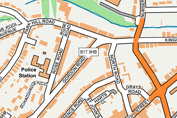 B17 9HB map - OS OpenMap – Local (Ordnance Survey)