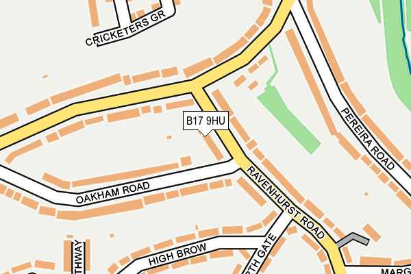 B17 9HU map - OS OpenMap – Local (Ordnance Survey)