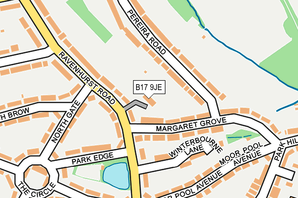B17 9JE map - OS OpenMap – Local (Ordnance Survey)