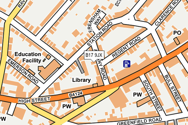 B17 9JX map - OS OpenMap – Local (Ordnance Survey)