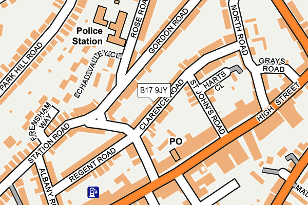 B17 9JY map - OS OpenMap – Local (Ordnance Survey)