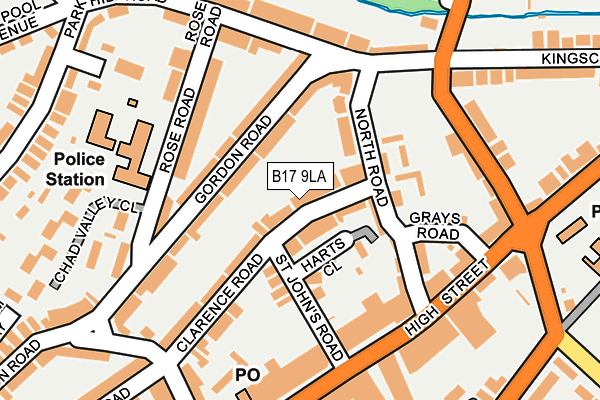 B17 9LA map - OS OpenMap – Local (Ordnance Survey)