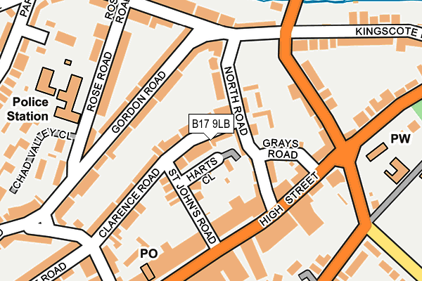 B17 9LB map - OS OpenMap – Local (Ordnance Survey)