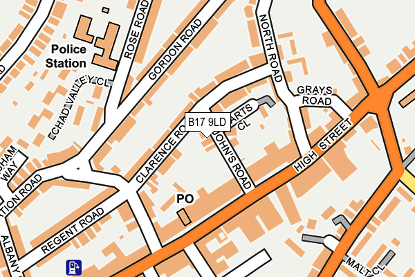 B17 9LD map - OS OpenMap – Local (Ordnance Survey)