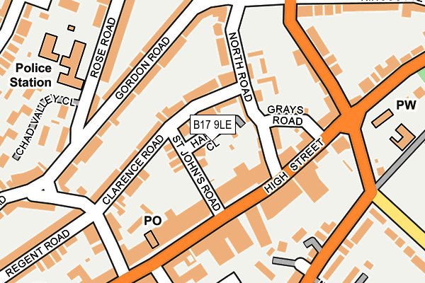 B17 9LE map - OS OpenMap – Local (Ordnance Survey)