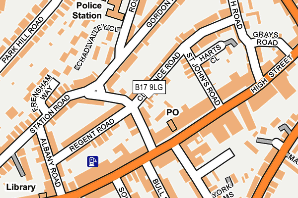 B17 9LG map - OS OpenMap – Local (Ordnance Survey)