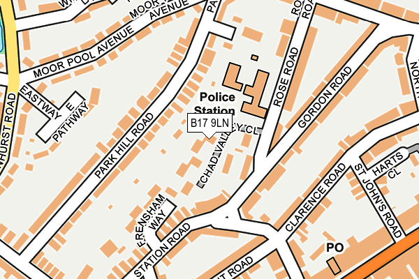 B17 9LN map - OS OpenMap – Local (Ordnance Survey)