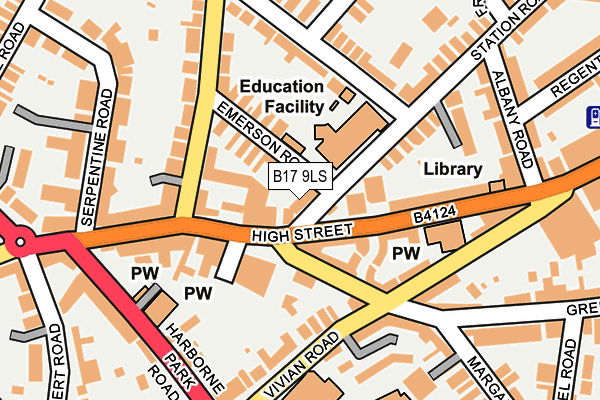B17 9LS map - OS OpenMap – Local (Ordnance Survey)