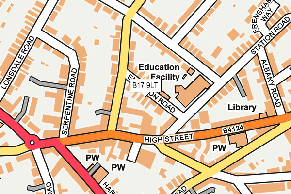B17 9LT map - OS OpenMap – Local (Ordnance Survey)