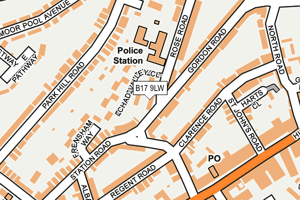 B17 9LW map - OS OpenMap – Local (Ordnance Survey)