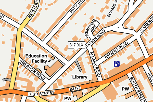 B17 9LX map - OS OpenMap – Local (Ordnance Survey)