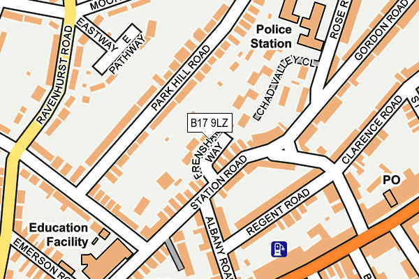 B17 9LZ map - OS OpenMap – Local (Ordnance Survey)