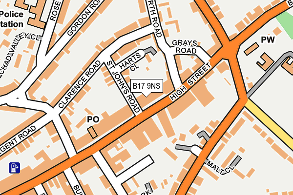 B17 9NS map - OS OpenMap – Local (Ordnance Survey)