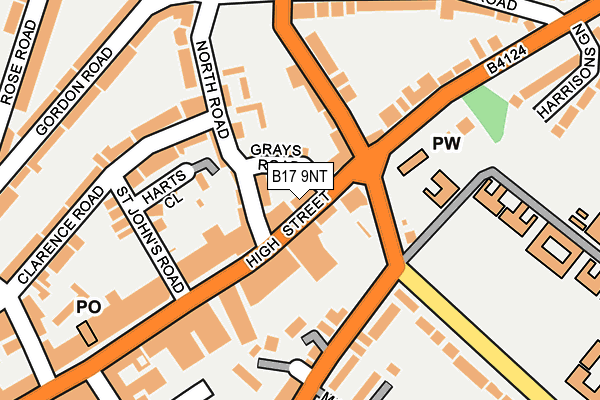 B17 9NT map - OS OpenMap – Local (Ordnance Survey)