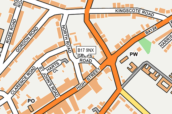 B17 9NX map - OS OpenMap – Local (Ordnance Survey)