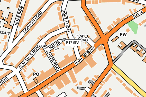 B17 9PA map - OS OpenMap – Local (Ordnance Survey)