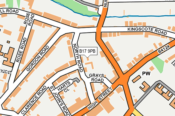 B17 9PB map - OS OpenMap – Local (Ordnance Survey)
