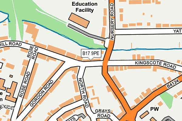 B17 9PE map - OS OpenMap – Local (Ordnance Survey)