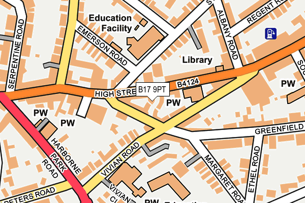 B17 9PT map - OS OpenMap – Local (Ordnance Survey)