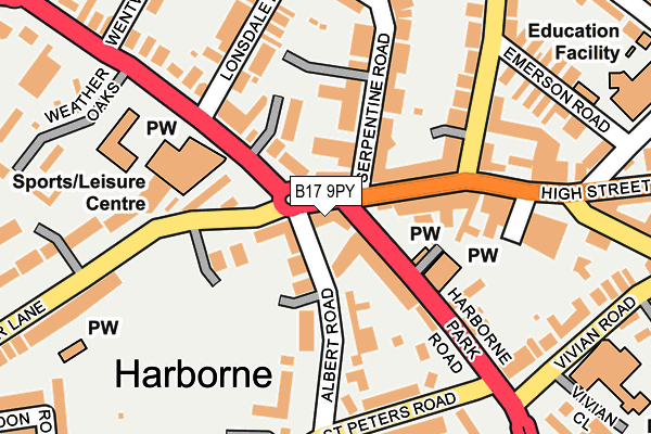 B17 9PY map - OS OpenMap – Local (Ordnance Survey)