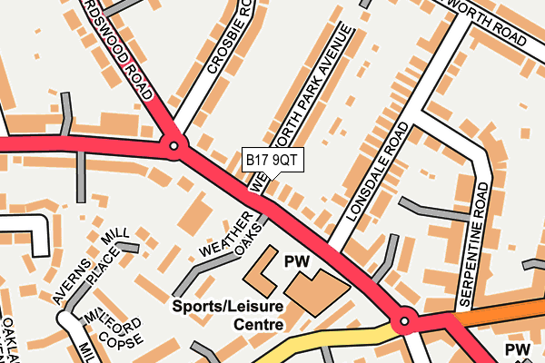 B17 9QT map - OS OpenMap – Local (Ordnance Survey)