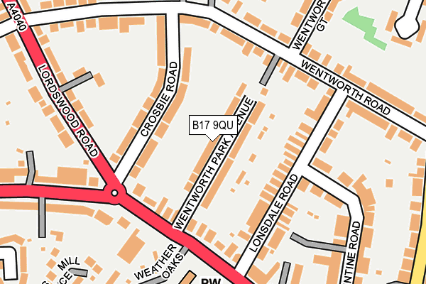 B17 9QU map - OS OpenMap – Local (Ordnance Survey)