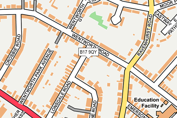 B17 9QY map - OS OpenMap – Local (Ordnance Survey)