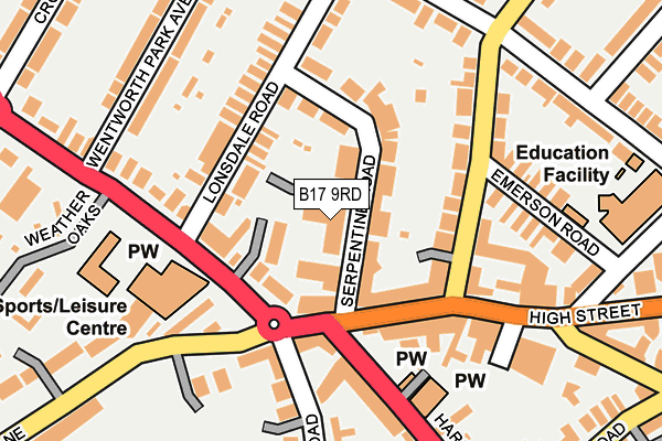 B17 9RD map - OS OpenMap – Local (Ordnance Survey)
