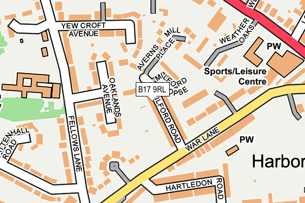 B17 9RL map - OS OpenMap – Local (Ordnance Survey)