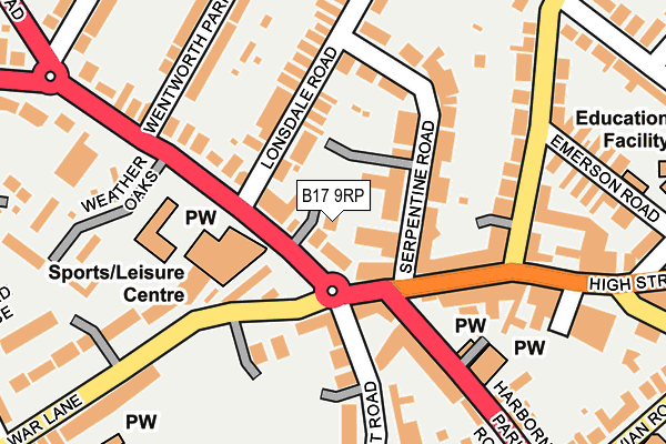 B17 9RP map - OS OpenMap – Local (Ordnance Survey)
