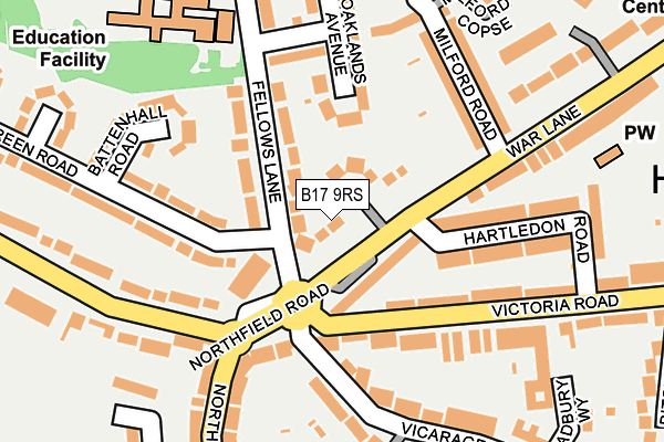 B17 9RS map - OS OpenMap – Local (Ordnance Survey)