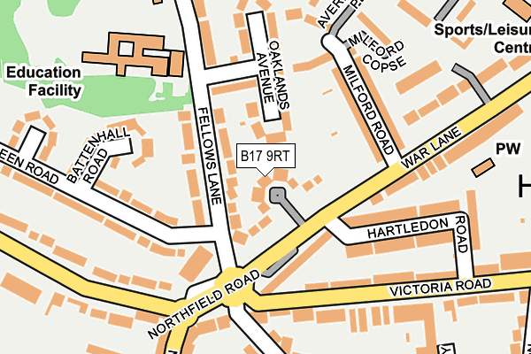 B17 9RT map - OS OpenMap – Local (Ordnance Survey)