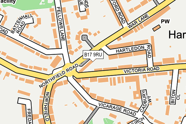 B17 9RU map - OS OpenMap – Local (Ordnance Survey)