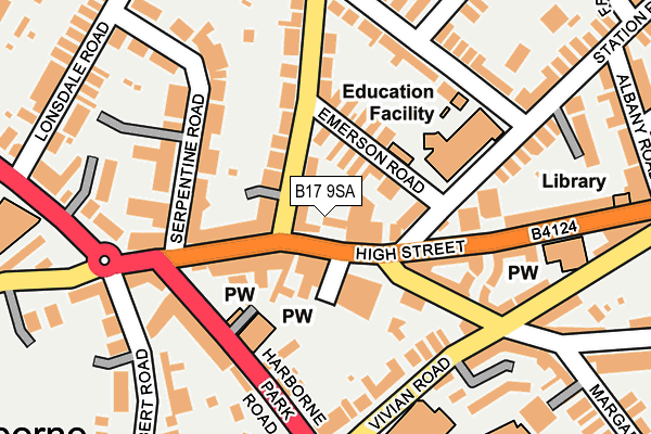 B17 9SA map - OS OpenMap – Local (Ordnance Survey)