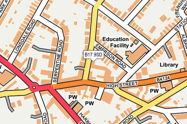 B17 9SD map - OS OpenMap – Local (Ordnance Survey)