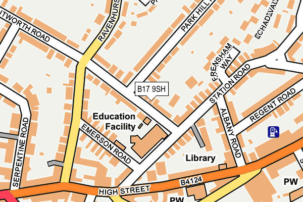B17 9SH map - OS OpenMap – Local (Ordnance Survey)