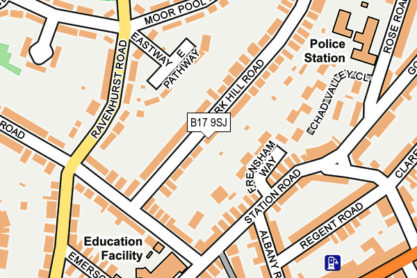 B17 9SJ map - OS OpenMap – Local (Ordnance Survey)