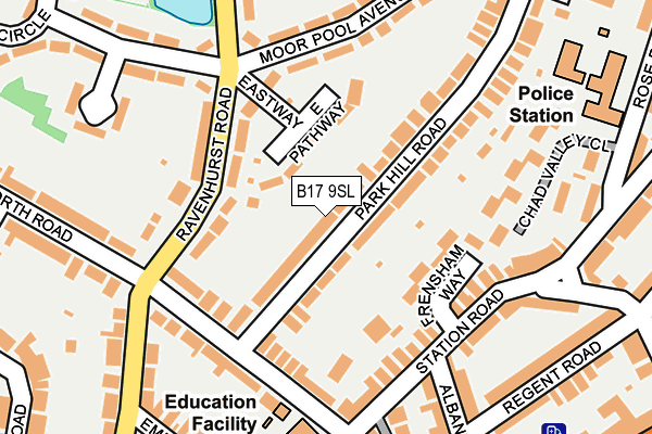 B17 9SL map - OS OpenMap – Local (Ordnance Survey)