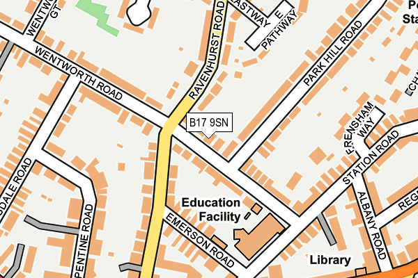 B17 9SN map - OS OpenMap – Local (Ordnance Survey)