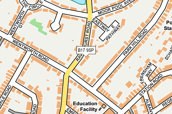 B17 9SP map - OS OpenMap – Local (Ordnance Survey)