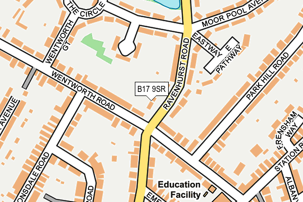 B17 9SR map - OS OpenMap – Local (Ordnance Survey)
