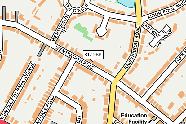 B17 9SS map - OS OpenMap – Local (Ordnance Survey)
