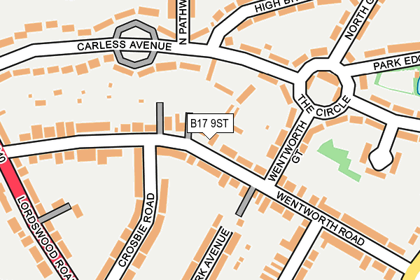 B17 9ST map - OS OpenMap – Local (Ordnance Survey)
